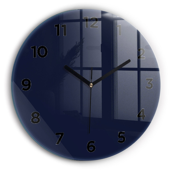 Round glass wall clock Dark Navy