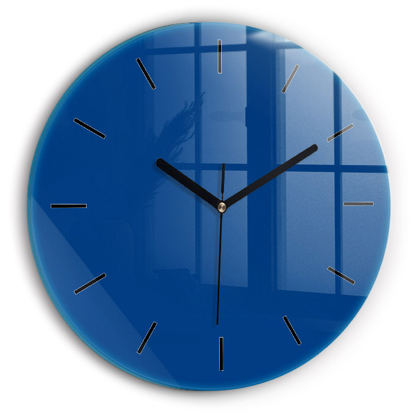 Round glass wall clock Blue