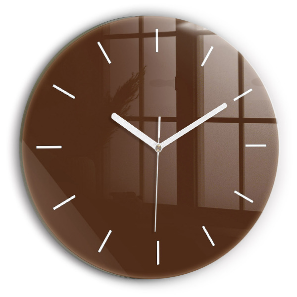 Round glass wall clock Brown