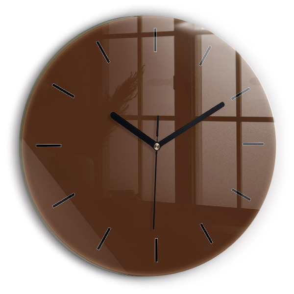 Round glass wall clock Brown