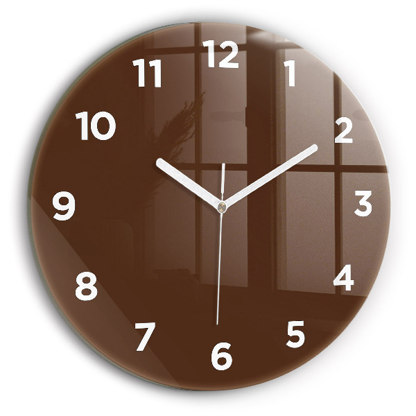 Round glass wall clock Brown