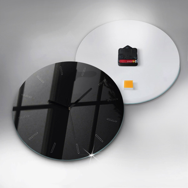 Round glass wall clock Black