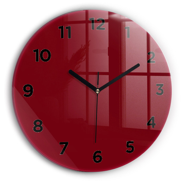 Round glass wall clock Burgundy