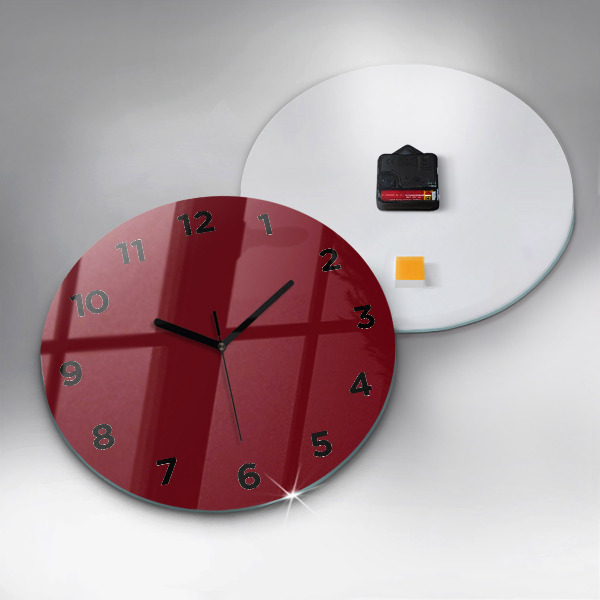 Round glass wall clock Burgundy