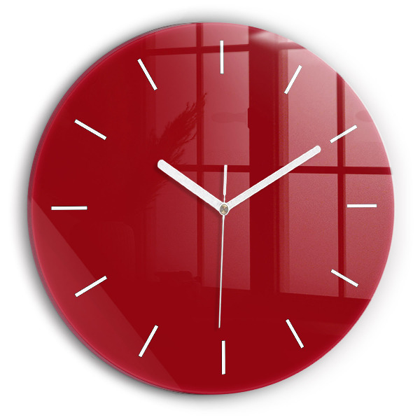 Round glass wall clock Red