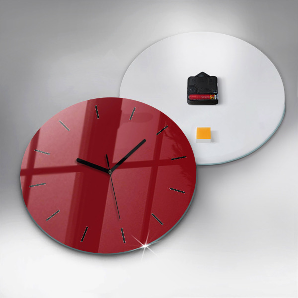 Round glass wall clock Red