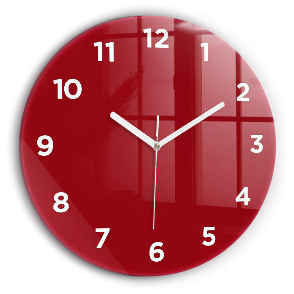 Round glass wall clock Red
