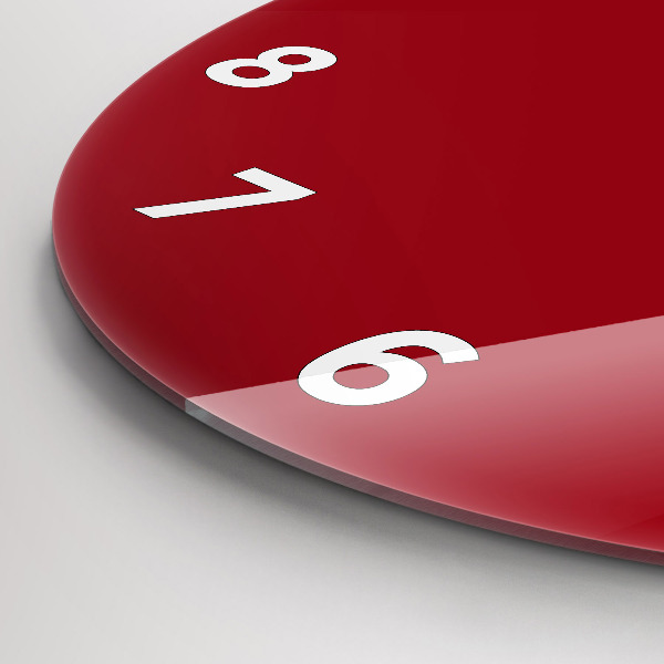 Round glass wall clock Red