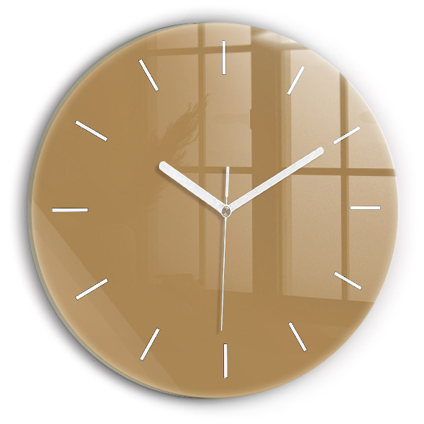 Round glass wall clock Beige