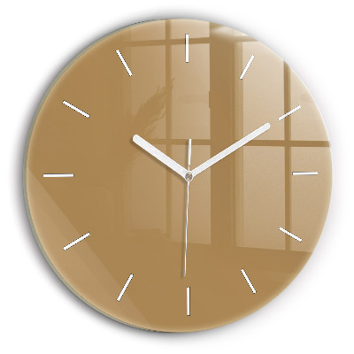 Round glass wall clock Beige