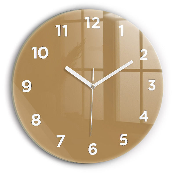 Round glass wall clock Beige