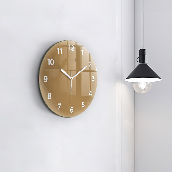Round glass wall clock Beige