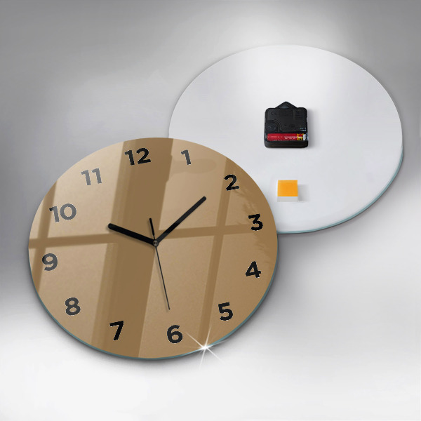 Round glass wall clock Beige