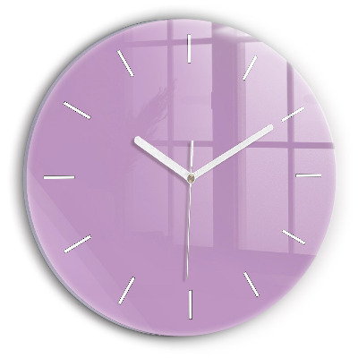 Round glass wall clock Lilac