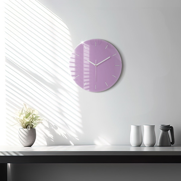 Round glass wall clock Lilac