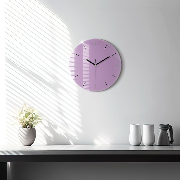 Round glass wall clock Lilac