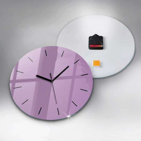 Round glass wall clock Lilac