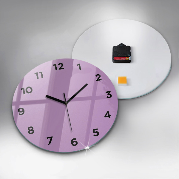 Round glass wall clock Lilac