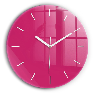 Round glass wall clock Pink