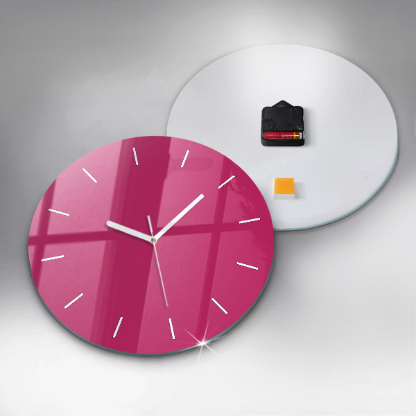 Round glass wall clock Pink
