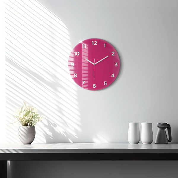 Round glass wall clock Pink
