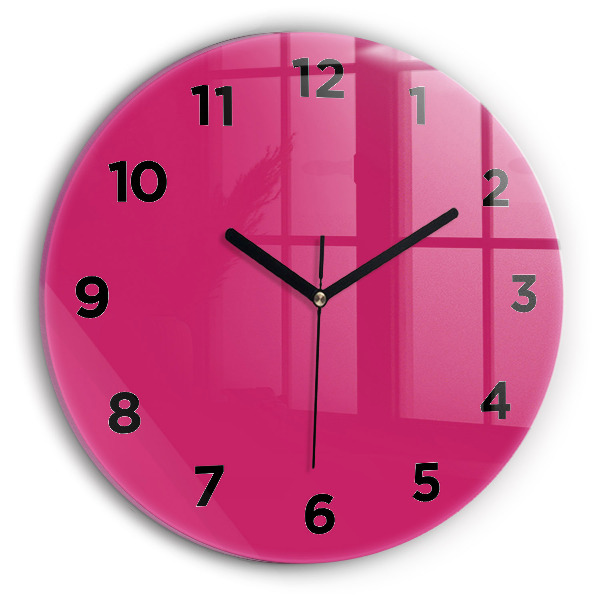 Round glass wall clock Pink