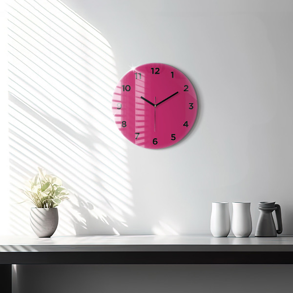 Round glass wall clock Pink