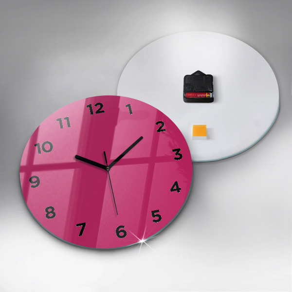 Round glass wall clock Pink