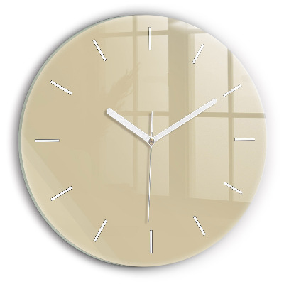 Round glass wall clock Beige