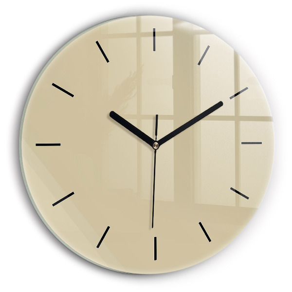 Round glass wall clock Beige