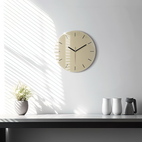Round glass wall clock Beige