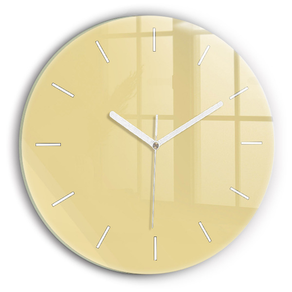 Round glass wall clock Creamy