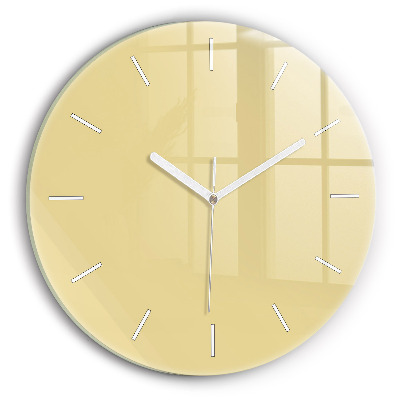 Round glass wall clock Creamy