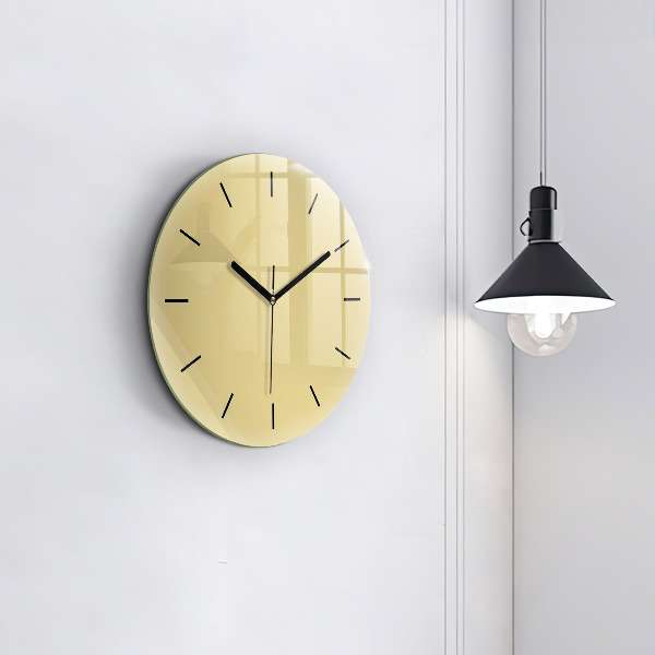 Round glass wall clock Creamy
