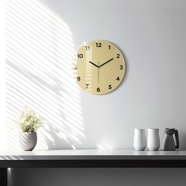 Round glass wall clock Creamy