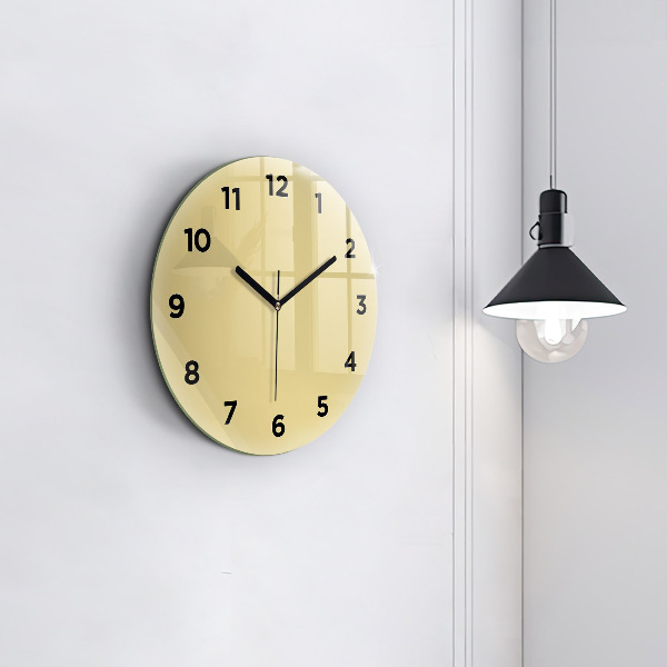 Round glass wall clock Creamy