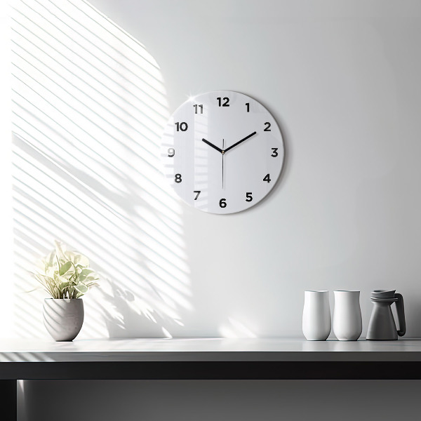 Round glass wall clock White