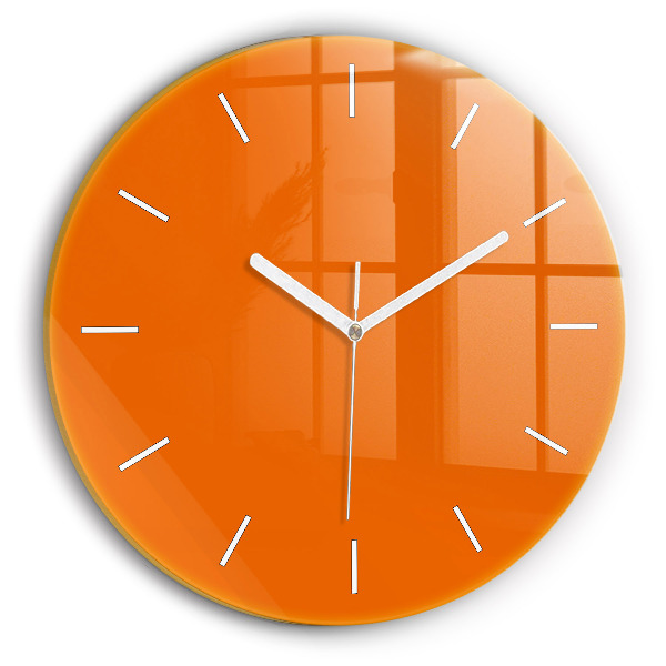 Round glass wall clock Orange
