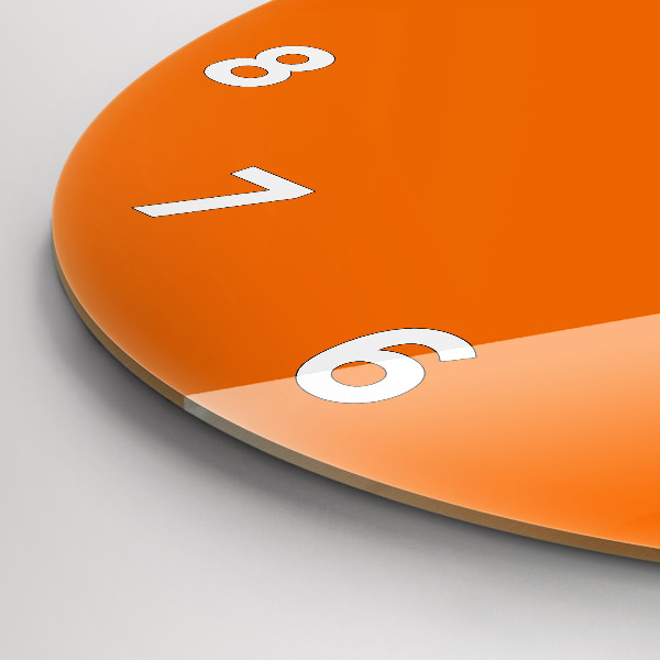Round glass wall clock Orange