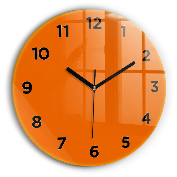 Round glass wall clock Orange