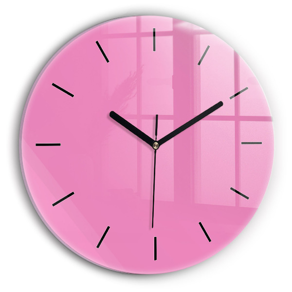 Round glass wall clock Pink