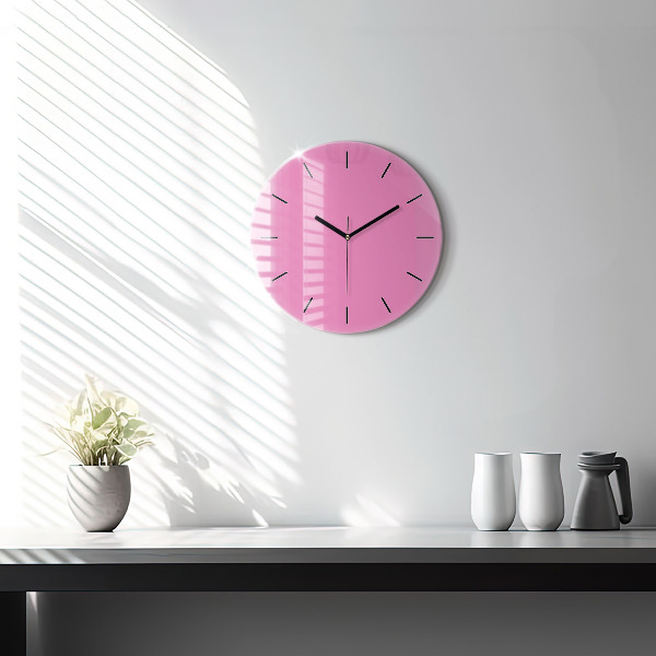 Round glass wall clock Pink