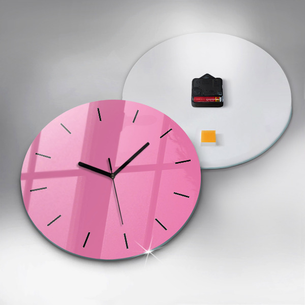 Round glass wall clock Pink