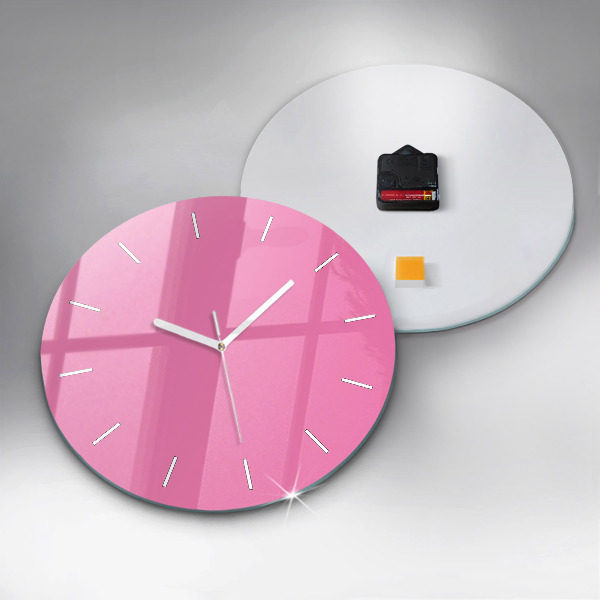 Round glass wall clock Pink