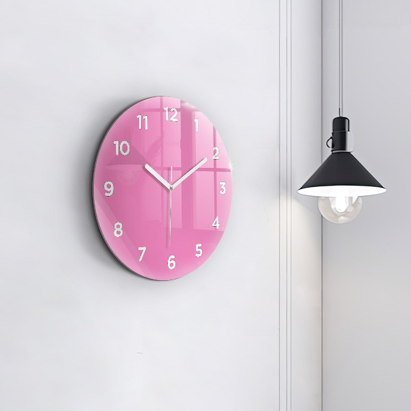 Round glass wall clock Pink