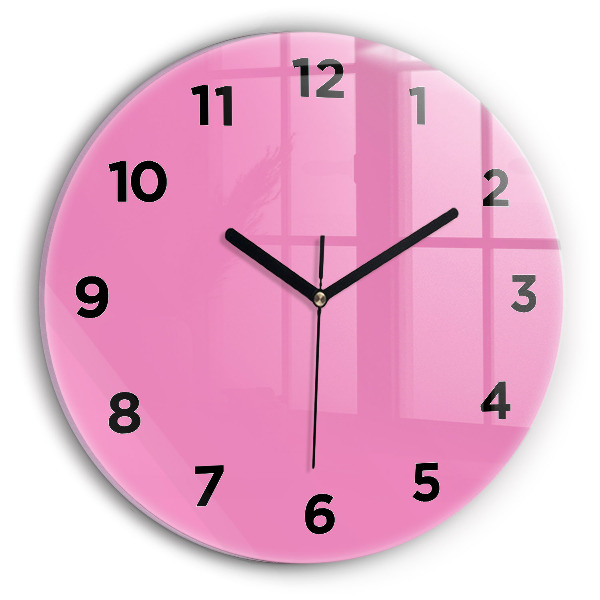 Round glass wall clock Pink