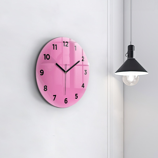 Round glass wall clock Pink