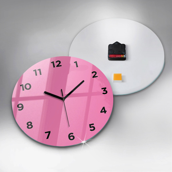Round glass wall clock Pink