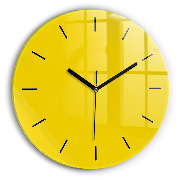Round glass wall clock Yellow