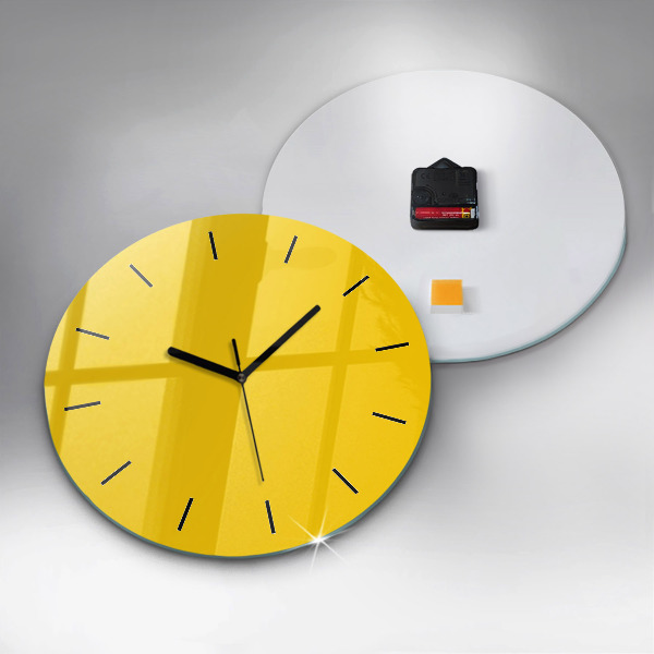 Round glass wall clock Yellow